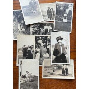 Early 1900 1800 Photo Lot of 10 Original Black and White Snapshots Ephemera